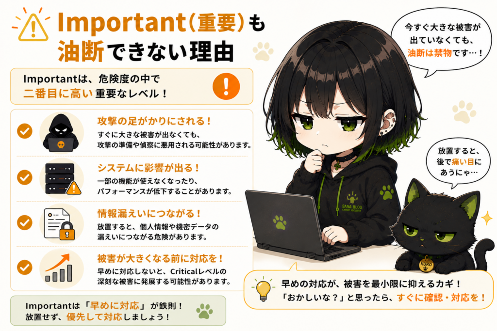 サナが「重要だからって安心しないでください」って説明してる画像