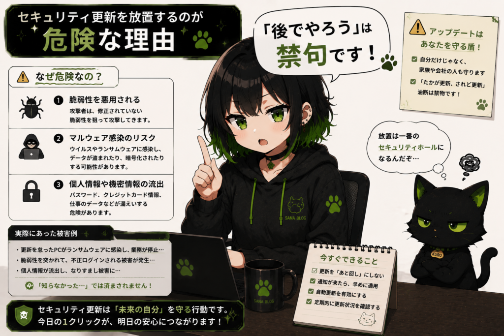 【ここに画像】→ サナが「後でやろうは禁句です」って指を立ててる画像
