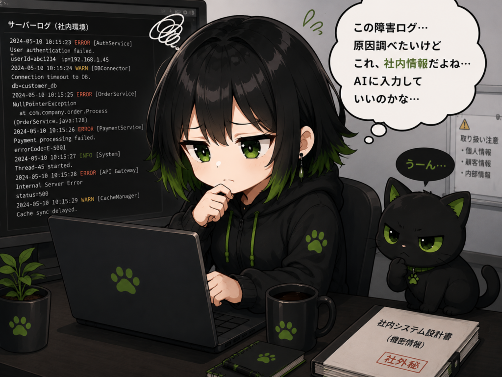 サーバーログを見ながら悩むサナ