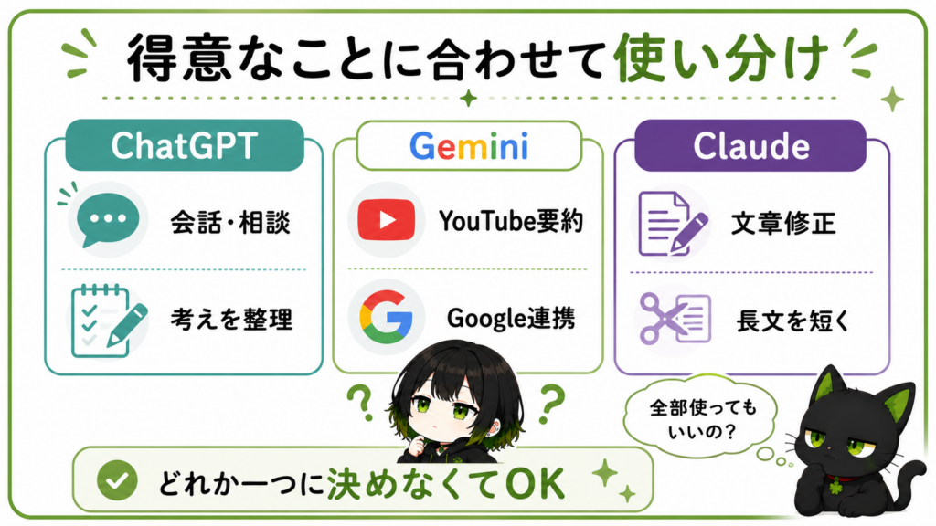 サナが3つのAIカードを並べている