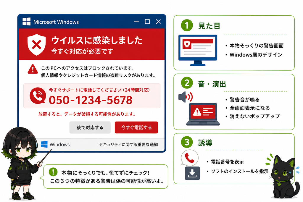本物っぽく見せる偽警告