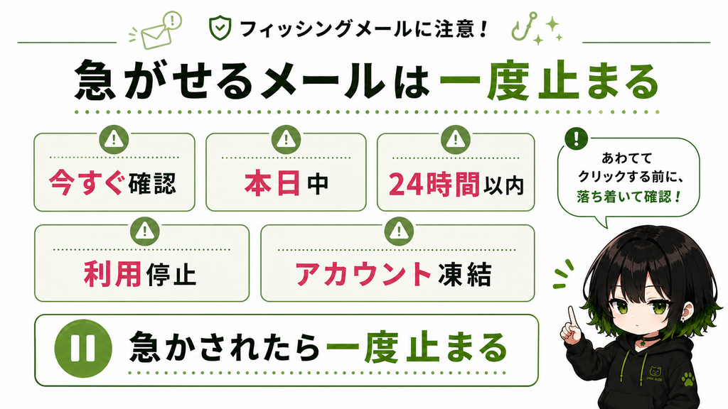 急がせるメールは一度止まる
