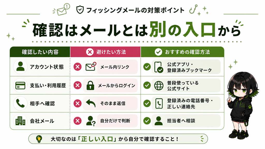 確認はメールとは別の入口から