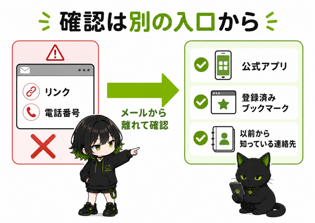 確認はメールとは別の入口から