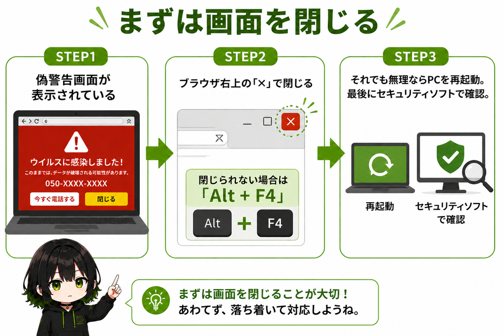 まずは画面を閉じる