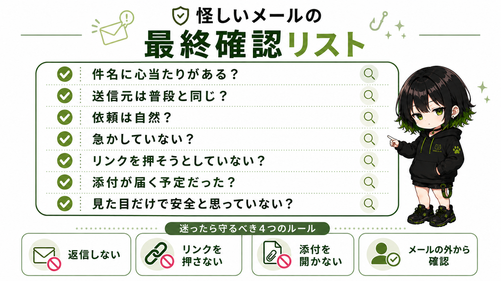 怪しいメールの最終確認リスト