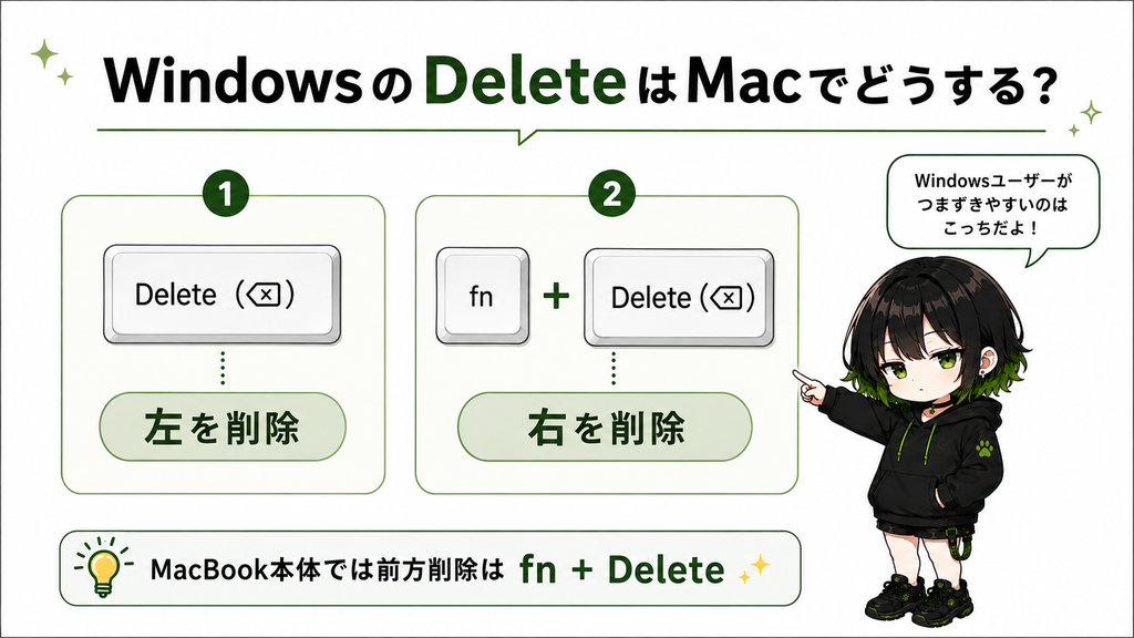 WindowsのDeleteはMacでどうする?