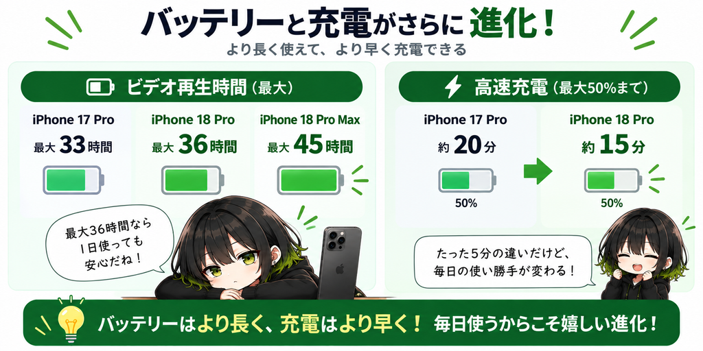 バッテリー・充電が分かりやすく進化