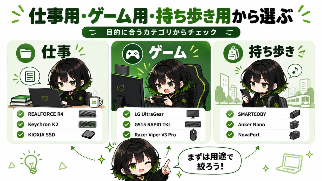 今回のおすすめを用途別に整理